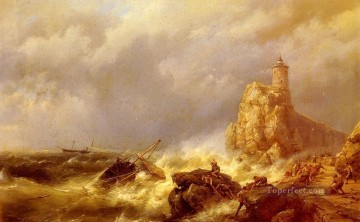  tormentoso Pintura - Un naufragio en mares tormentosos Barco marino Hermanus Snr Koekkoek